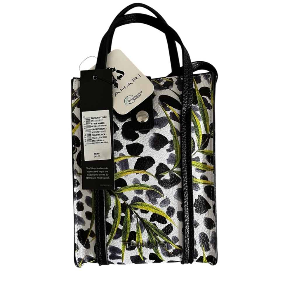 Tahari Micro On The Go NWT Palm Leopard Print Bag